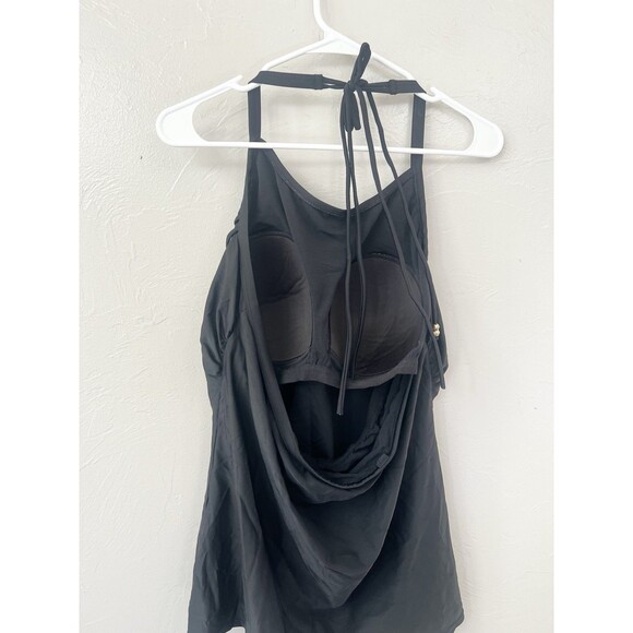 Lane Bryant Cacique Necklace Swim Tankini Built in No Wire Bra Black Plus 20W 2X - Picture 6 of 9